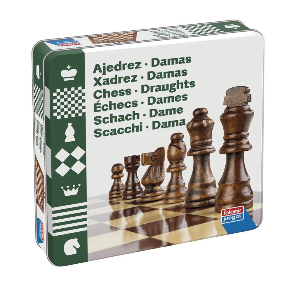 Jogo Xadrez e Damas - caixa de lata (MIR34002)