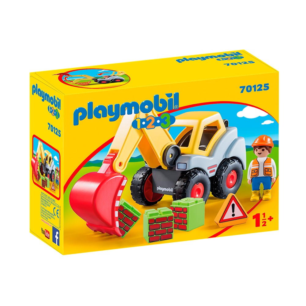 Playmobil - 1.2.3. Escavadora com Pá (PL70125)